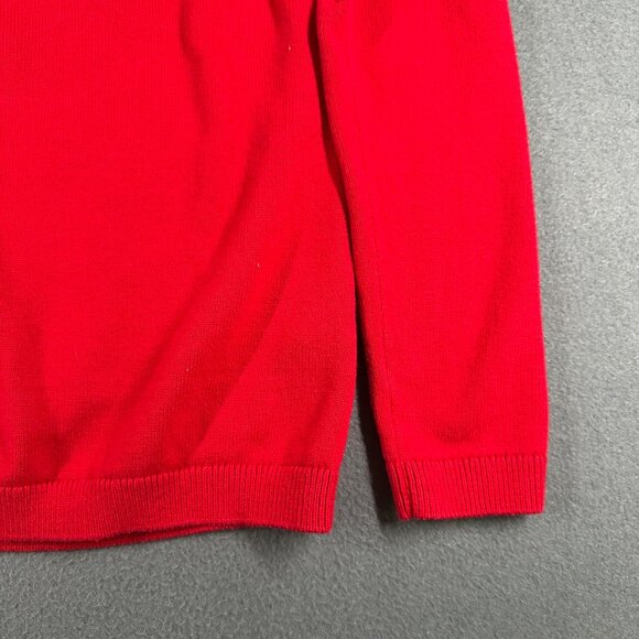 Talbots Sweater Womens Small Red Cashmere Blend Textured Yoke Knit Crewneck - Picture 5 of 8